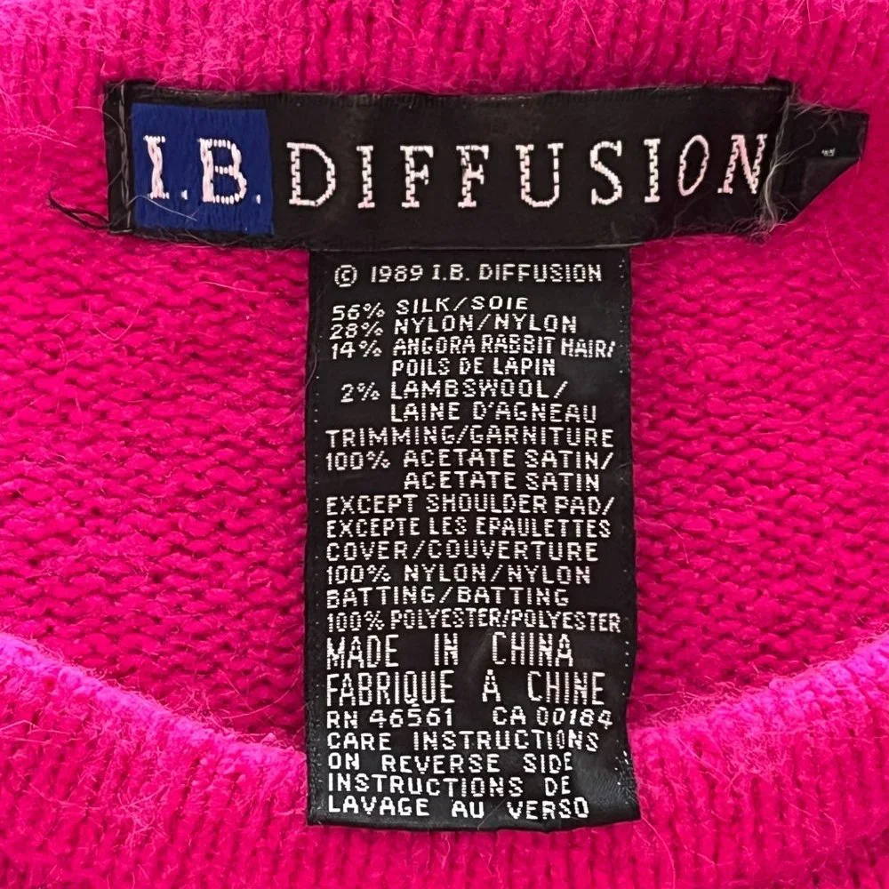 I.B. Diffusion Vintage Pink Embroidered Beaded Silk‎ Sweatshirt Sweater Size LG